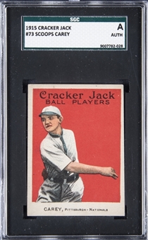 1915 Cracker Jack #73 Scoops Carey - SGC Authentic